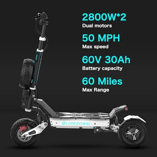 GD83 Off-Road Electric Scooter for Adults, 5600W Dual Motor, 60V 30Ah, Up to 50 MPH, 60 Miles Long Range, 11" Pneumatic Tires, Foldable Commuter E-Scooter view 2
