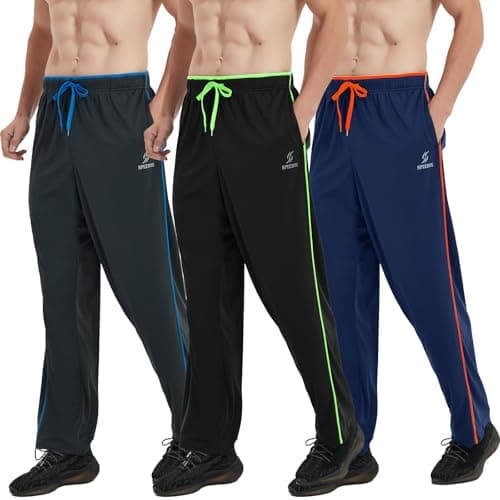 SACUIMAN 3 Pack Mens Athletic Sweatpants with Zipper Pockets,Workout Gym Running Jogging Training Pants for Men — image 1