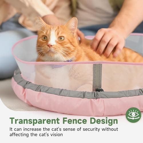 Cat Beds for Indoor Cats, Round Dog Bed for Small Dogs, Puppy, Kitten -Soft Plush Washable Cat Bed Calming with Protective Shield (Pink，18 Inches) view 5