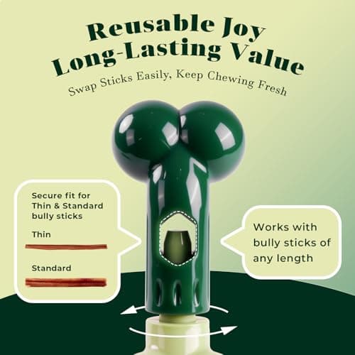 Apasiri Bully Stick Holder for Medium/Large Dogs - Anti-Choking, Prevents Swallowed Ends - Nylon Dog Chew Toy - Dishwasher Safe, Green view 3