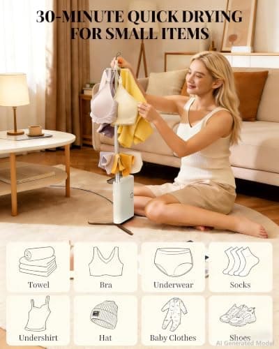 Portable Dryer for Clothes, 3/6/9-Hr Timer, Fragrance Disc, UV Clean Light view 6