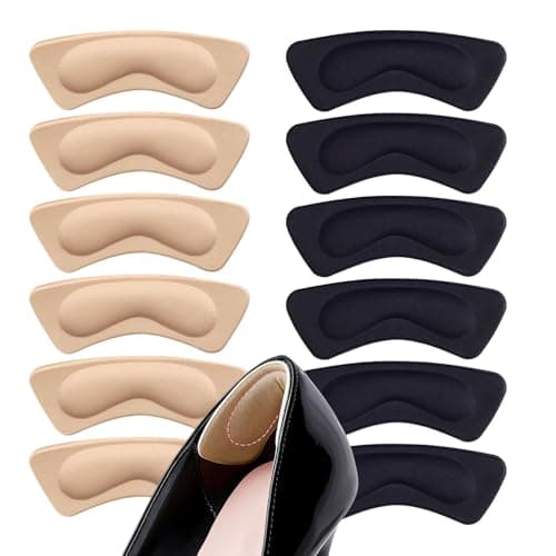 BvnzunTrs 6 Pairs Heel Cushion Pads for Shoes Suitable for Loose Shoes Heel Grips Liner Slippage Control Breathable for Men Women Anti-Slip Fillers Heel Protectors Blisters Friction Pain(Beige+Black) — image 1