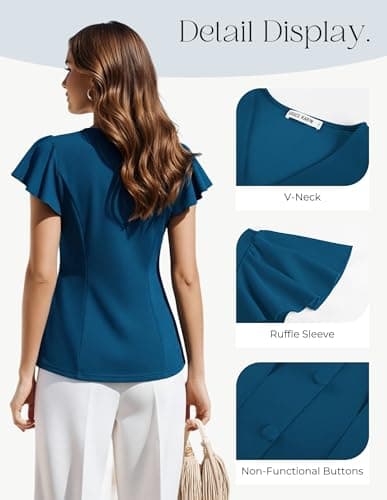 GRACE KARIN Summer Blouses for Women Dressy Casual, 2026 Ruffle Sleeve Peplum Tops, Business Work Shirt Fashioin Clothing view 4