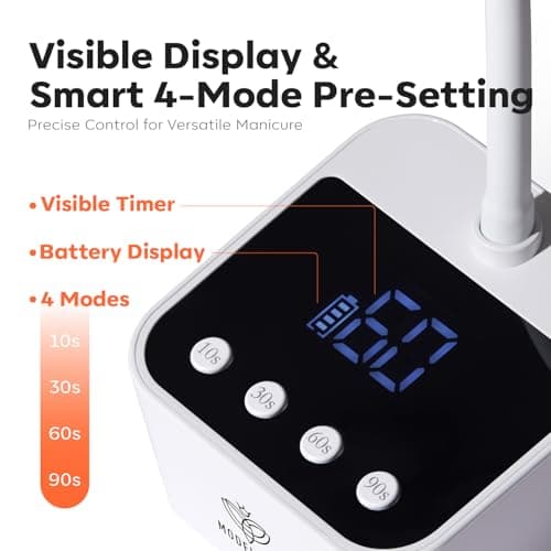 modelones Cordless UV Nail Lamp, Mini LED UV Light for Gel Polish Fake Nails Fast Curing Portable Gooseneck Lamp Nail Dryer Home DIY Manicure Kit 32W & 2000mAh 4 Timers view 4