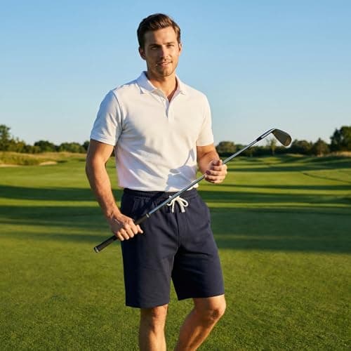 VANCOOG Men’s Casual Cotton Knit Short Drawstring Elastic Jogger Gym Shorts view 3