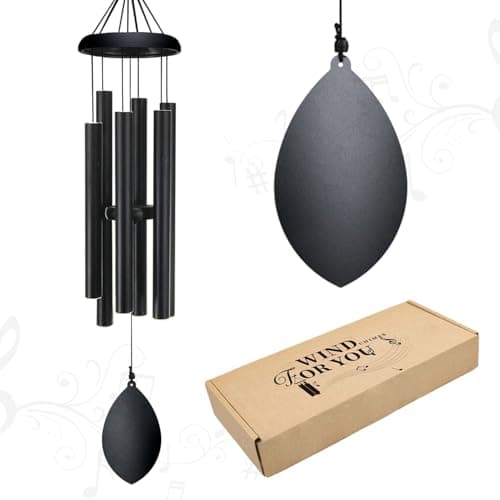 Wind Chimes 30in Black Metal Outdoor, Patio Garden Gift for Moms — image 1