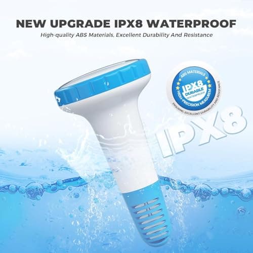 Digital Pool Thermometer Floating Easy Read IPX9 Waterproof Wireless Water Thermometer with Indoor Temperature Monitor for Swimming Pool, Bathtub, Fish Tank view 5