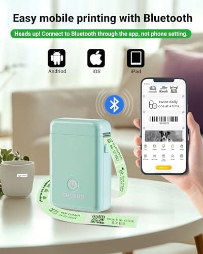 ORGBRO Label Maker Machine with Tape, X1 Portable Bluetooth Mini Label Printer, Support Pre-Cut & Continuous Label, Wireless Small Label Makers with Versatile App for School Home Office Organization view 5