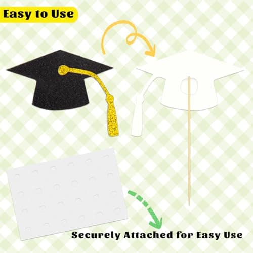 Oeyliz Graduation Cupcake Toppers 2026 Graduation Theme Cupcake Toppers Glitter 2026 Grad Cap Congrats Grad Diploma Cupcakes Toppers 24 PCS For 2026 Graduation Cake Decorations Supplies Gold view 6