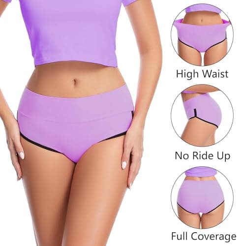 CAILECOTTON Womens Underwear Cotton High Waisted Underwear for Women Brief Soft Stretch Breathable Everyday Hipster 5ps view 3