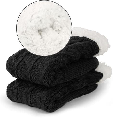 BenSorts Men Fuzzy Slipper Socks with Grippers Non Slip Indoor House Socks Christmas Gifts view 3