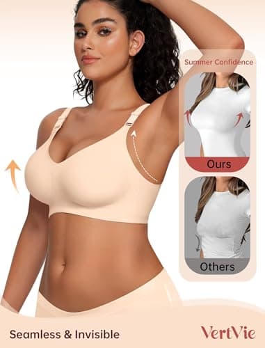 Vertvie Womens Wireless Jelly Bras No Underwire Push Up Seamless Bra Supportive Full Coverage Bralette Regular and Plus Size view 3