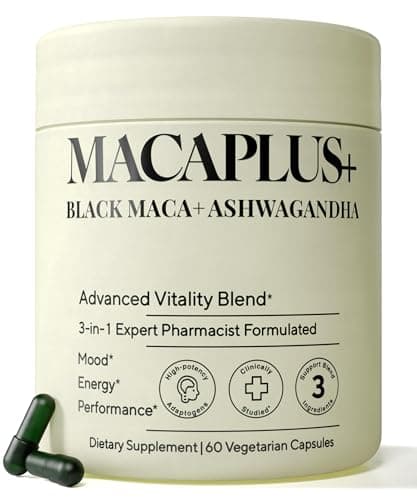 Organic Peruvian Black Maca Root Capsules - 1,500mg 40X Strength with Ashwagandha & Fenugreek - 3-in-1 Adaptogen Complex for Women & Men - Non-GMO Vegan (60 Ct) — image 1