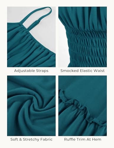 GRACE KARIN Women's Summer Maxi Dress 2026,Smocked Ruched Bust Sundress with Adjustable Straps & Pockets-Beach Vacation Dress view 5