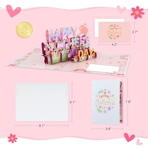 FaCraft 3D Pop Up Mothers Day Card - Happy Mothers Day Flower Pop Up Gift Greeting Card with Envelope with Blank Insert for Best Mom Women Wife Daughter Grandma view 2