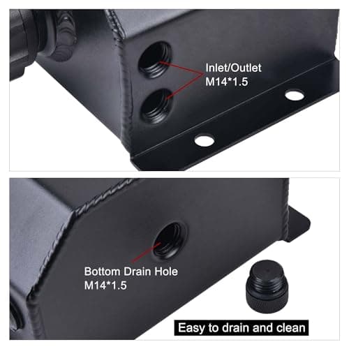 EVIL ENERGY Coolant Overflow Tank, Aluminum Coolant Reservoir Tank with Hose Kits, Reservoir Expansion Tanks Universal 1L view 3