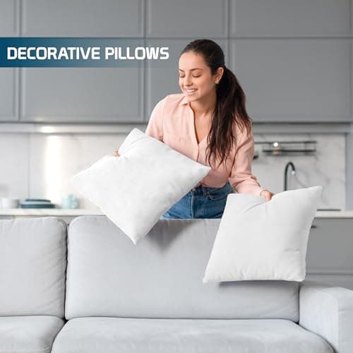 Utopia Bedding Throw Pillows (Set of 4, White) – 18 x 18 Inches Down Alternative Pillows for Bed, Sofa, and Couch - Fluffy Decorative Stuffer Pillow for Indoors & Outdoors view 4