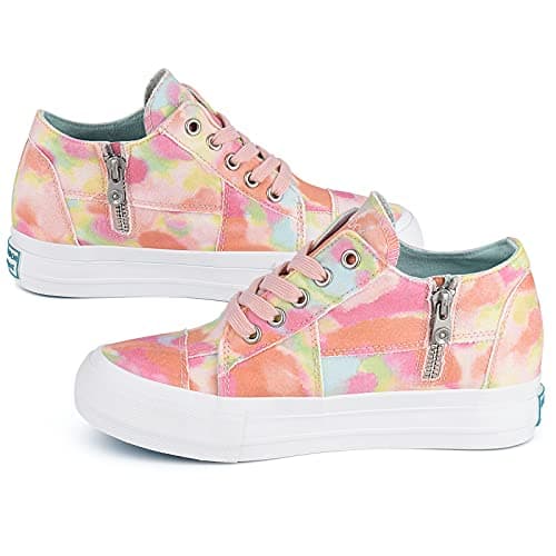 JENN ARDOR Wedge Sneakers for Women Fashion Canvas Shoes Casual Platform Hidden Heel Womens Slip On Sneaker Non Slip Side Zipper view 5