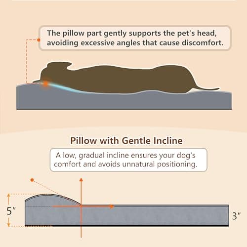 OMIVIER Large Dog Bed with Low-Angle Soft Pillow.Deluxe Dog Bed Fabric Comfortable and Soft.with Non-Slip Bottom, Washable pet Bed Medium for Crate.Color: Grey. view 4