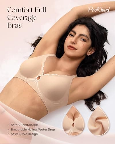 ProKloud Wireless Bras for Women Wave Push Up No Underwire Bralettes Seamless Full Coverage Support Lift Everyday Bra view 2