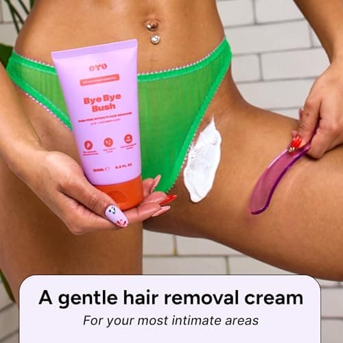 OYO Bye Bye Bush Pubic Hair Removal Cream for Women, Private Area, Bikini Hair Removal for Women, Inner Thighs & Underarms, Sensitive Skin Depilatory Cream, Aloe & Cucumber, 5 fl oz view 2