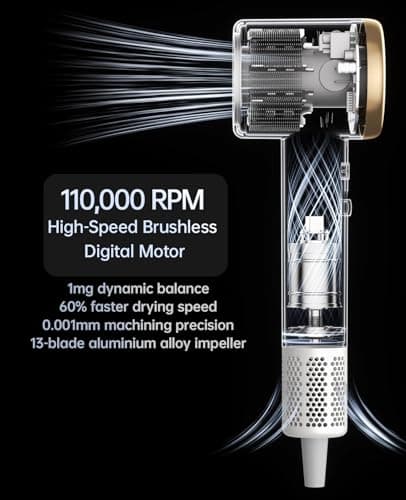 CONFU Blow Dryer with Diffuser, 1400W Hair Dryer with Diffuser and Concentrator, Speed Hairdryer for Fast Drying, Frizz Control, Lightweight for Home, Travel view 3