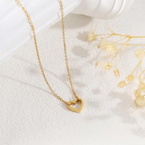 BAYLAY Mothers Day Gifts for Mom Grandma Wife, Heart Necklace for Women Girls 18K Gold/White Plated Heart Pendant Charm Necklace Dainty Gold Necklace for Women Gold Jewelry view 6