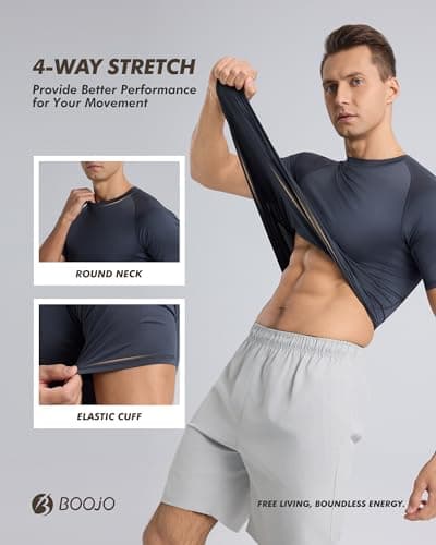 5 Pack Short Sleeve Compression Shirt Men - Workout Quick Dry Base Layer Shirts Moisture Wicking Top for Gym Athletic view 4