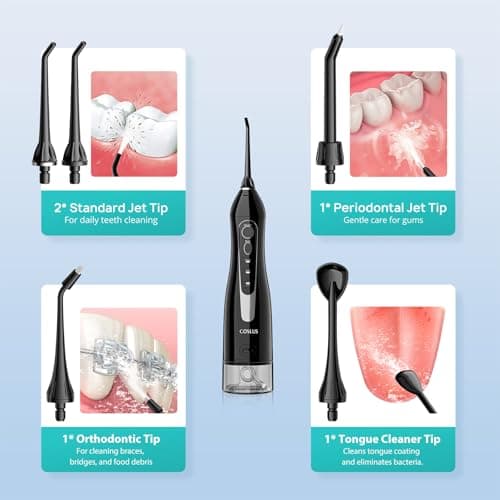 COSLUS ADA Accepted C20 Water Dental Flosser Pick, Professional Set Black view 5