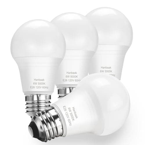 Hanbaak E26 LED Bulb, 40W Equivalent Light Bulb, 6W Medium Screw Base Bulb, Non-Dimmable, Daylight White 5000K 4 Packs view 1