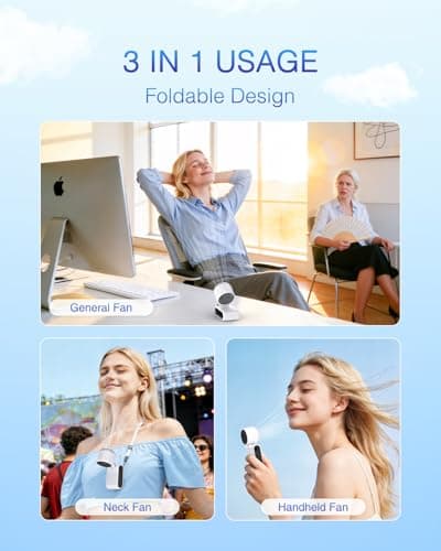 iFunSky Mini Portable Handheld Turbo Fan – Small but Mighty, Whisper-Quiet, Long-Lasting, 5-Speed High-Velocity Rechargeable battery Fan, Personal Fan for Outdoor, Travel, Gifts for Women & Men(White) view 6