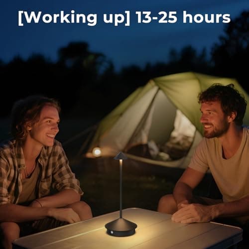 2 Pack Cordless Table Lamp, 6000mAh Rechargeable Battery Operated Desk Lamp, Portable Table Light,3 Color Stepless Dimming Up,for Restaurant, Bedroom, Patio，Outdoor Camping, Coffee Shop, Night Light view 6