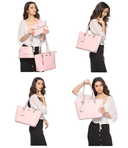 Women Fashion Synthetic Leather Handbags Tote Bag Shoulder Bag Top Handle Satchel Purse Set 4pcs view 4