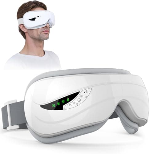 Eye Massager with Heat,Music,Compression, Heated Eye Mask Massage for Migraines & Headache Relief, Reduce Dry Eyes Improve Sleep, Reduce Strain. Birthday and Valentines Day Gifts for Women Men Him