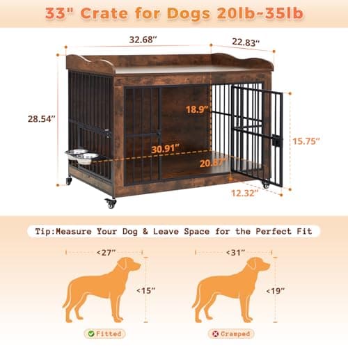 32" Dog Crate Furniture for Small Medium Dogs view 3