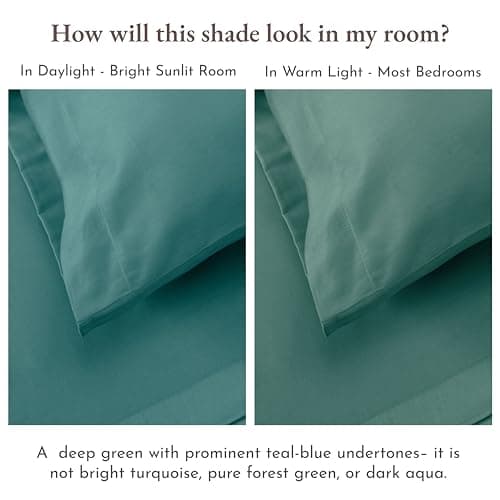 California Design Den Natural 100% Cotton Sheets Twin XL Size Set - Soft Sateen, Twin XL Sheets Set, 12" Pockets, Breathable & Durable Bedding for Dorm Rooms, College Teal (Deep Tone) view 5