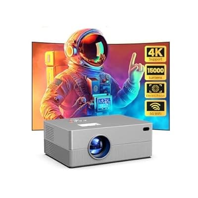 [Electric Focus] Mini Projector with WiFi and Bluetooth, Native 1080P Portable Projector Supported 4K, 15000L Outdoor Projector for Home Theater, Compatible with iOS, Android, TV Stick, HDMI, USB