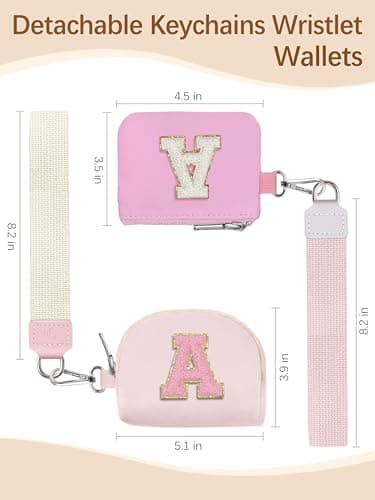 LIMKRIAN Initial Wristlet Wallet for Women,Small Dual Pouch Wristlet,Personalised Keychain Wallet,Mini Zip Around Coin Pouse view 6