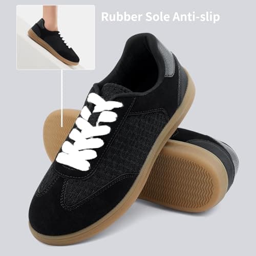 JENN ARDOR Low Top Sneakers for Women Lace-up Fashion Tennis Shoes Casual Slip On Sneaker Padded Non Slip Footwear for Work, Walking, Everyday Wear view 6