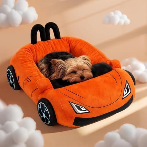 VIEFIN Cute Cat Beds Kitten Beds, Soft Small Dog Beds, Washable Pet Beds for Puppy and Kitty, Funny Supercar Cat Toys, 24 Inch view 5
