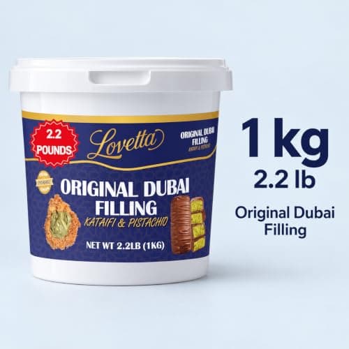 Lovetta Dubai Filling Pistachio & Knafeh Bulk 2.2lb (1kg) Tub – Dubai Chocolate Bar Spread, Rich Pistachio & Knafeh Cream, Gourmet Filling for Desserts, Pastries & Kataifi Bars – Ready to Use view 3