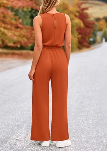 PRETTYGARDEN Jumpsuits for Women Casual 2026 Summer Sleeveless Wide Leg Pants Rompers One Piece Beach Vacation Spring Outfits view 2