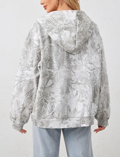 ACCPUR Women Camo Hoodie Oversized Fleece Full Zip Up Sweatshirt Casual Long Sleeve Jackets Trendy Fall Clothes With Pockets view 6