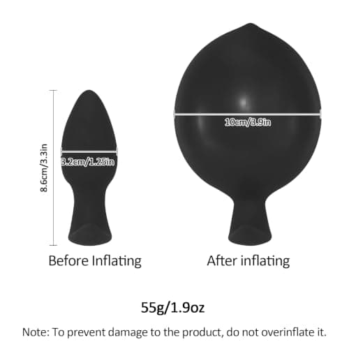 Silicone Inflatable Butt Plug,Black Anal Plug with Rolling Steel Ball view 2
