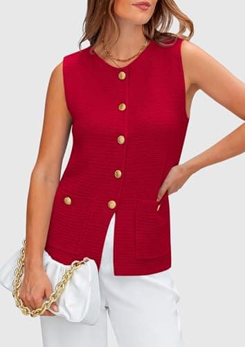 PRETTYGARDEN Women's 2026 Spring Sweater Vest Sleeveless Button Down Knit Cardigan Tank Tops Summer Business Casual Outfits view 6