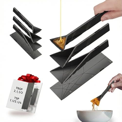 POLYGONS - Original Flat 3-in-1 Folding Measuring Spoons | 2 Spoons fold into 6 Sizes | Magnetic | DuraBend Tech lasts 100k+ folds | LeakProof for Wet & Dry | Gift Packaging | Baking/Cooking (Black)