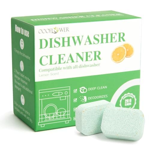 OOOFLOWER 6-Pack Dishwasher Detergent, Deep Cleaning Dishwasher Formula Tablets, Dishwasher Safe, Removes Limescale, Odors, Hard Water Residue, Suitable for All Dishwashers (Lemon Scent)