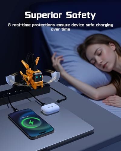 GravaStar 65W Charger, Alpha65 Robot Fast GaN Charger Block, 3-Port Fast Power Adapter, Foldable Compact for Travle, Used for iPhone, MacBook, iPad, Galaxy S23/S24, Steam Deck (65W, Yellow) view 6