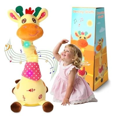 LLUKEME Dancing Giraffe Toy Stuffed Animal Toddlers Gifts for Baby Toys Singing Song Toddlers Toy Repeats What You Say Glowing Musical Toy for Baby Birthday Gift Groovy Giraffe Toy