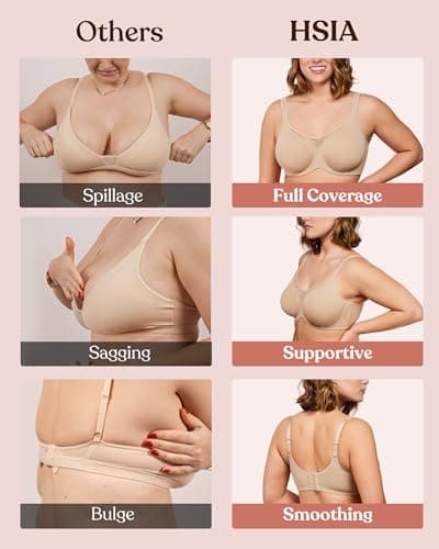 HSIA Minimizer Bras for Women Plus Size, Full Coverage Coolcomfort T Shirt Unlined Bra with Underwire for Heavy Breast view 4